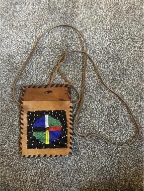 Vintage Native American Beaded Leather Pouch